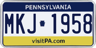 PA license plate MKJ1958