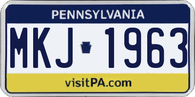 PA license plate MKJ1963
