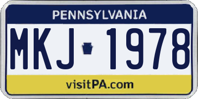 PA license plate MKJ1978