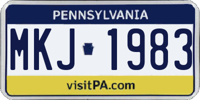 PA license plate MKJ1983
