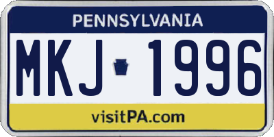 PA license plate MKJ1996