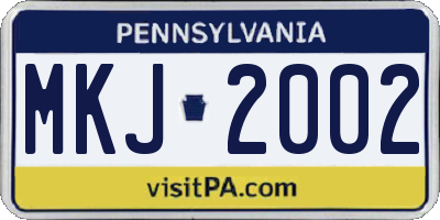 PA license plate MKJ2002