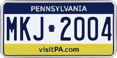 PA license plate MKJ2004