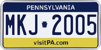 PA license plate MKJ2005