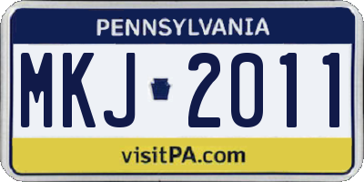 PA license plate MKJ2011