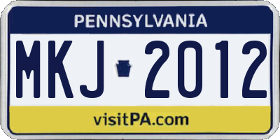 PA license plate MKJ2012