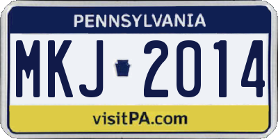 PA license plate MKJ2014