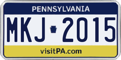PA license plate MKJ2015