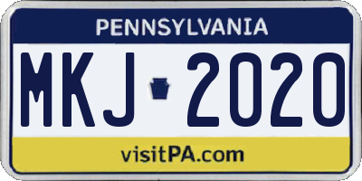 PA license plate MKJ2020
