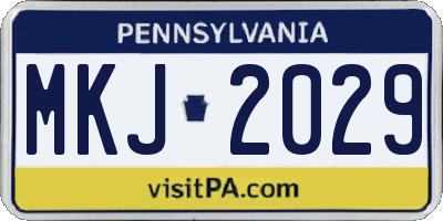 PA license plate MKJ2029