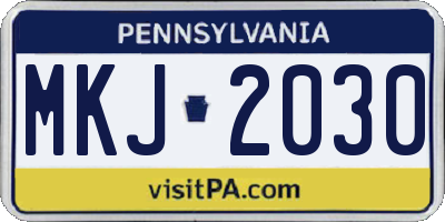 PA license plate MKJ2030