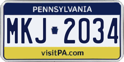 PA license plate MKJ2034