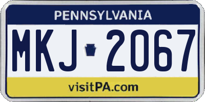 PA license plate MKJ2067