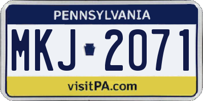 PA license plate MKJ2071