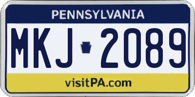 PA license plate MKJ2089