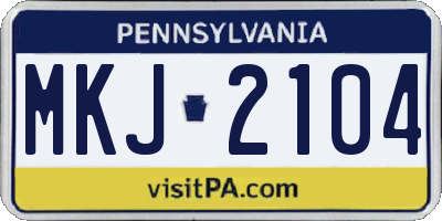 PA license plate MKJ2104
