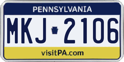 PA license plate MKJ2106