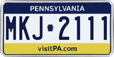 PA license plate MKJ2111