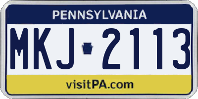 PA license plate MKJ2113