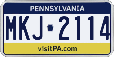 PA license plate MKJ2114