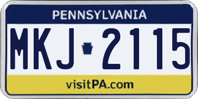 PA license plate MKJ2115