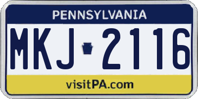 PA license plate MKJ2116