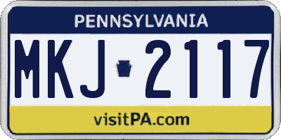 PA license plate MKJ2117