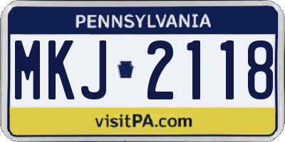 PA license plate MKJ2118