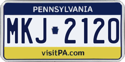 PA license plate MKJ2120