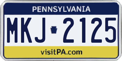 PA license plate MKJ2125