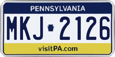 PA license plate MKJ2126