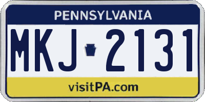 PA license plate MKJ2131