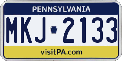 PA license plate MKJ2133