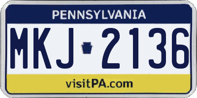 PA license plate MKJ2136