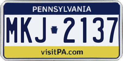 PA license plate MKJ2137