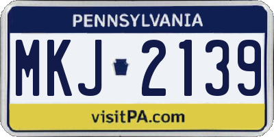 PA license plate MKJ2139