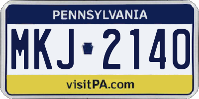 PA license plate MKJ2140