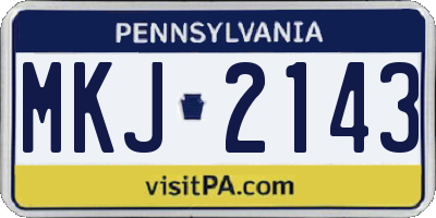 PA license plate MKJ2143