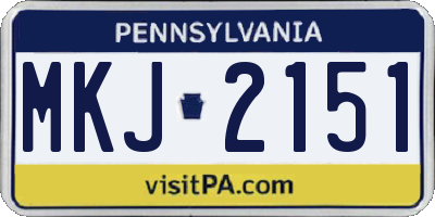 PA license plate MKJ2151