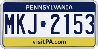 PA license plate MKJ2153