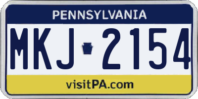 PA license plate MKJ2154