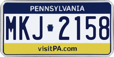 PA license plate MKJ2158