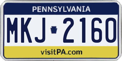 PA license plate MKJ2160