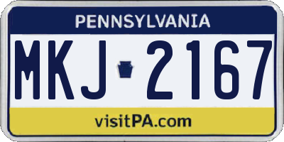 PA license plate MKJ2167