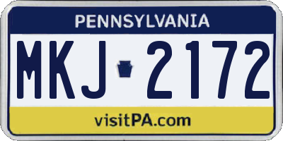 PA license plate MKJ2172