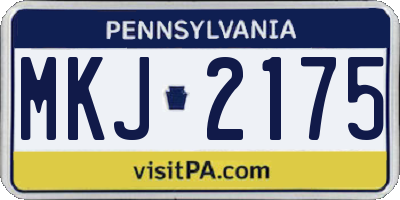 PA license plate MKJ2175