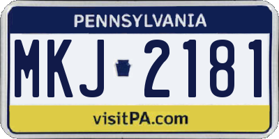 PA license plate MKJ2181