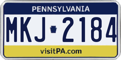 PA license plate MKJ2184