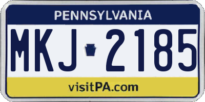 PA license plate MKJ2185