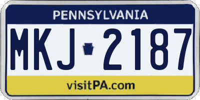 PA license plate MKJ2187